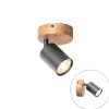Industriespot schwarz mit Holz neigbar - Jeana