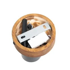 Industriespot schwarz mit Holz neigbar - Jeana