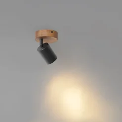 Industriespot schwarz mit Holz neigbar - Jeana