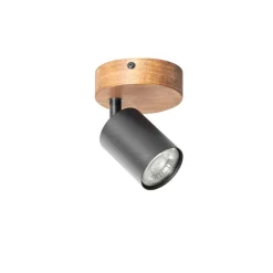 Industriespot schwarz mit Holz neigbar - Jeana