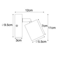 Industriespot schwarz mit Holz neigbar - Jeana