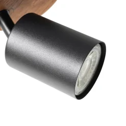 Industriespot schwarz mit Holz neigbar - Jeana