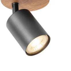 Industriespot schwarz mit Holz neigbar - Jeana