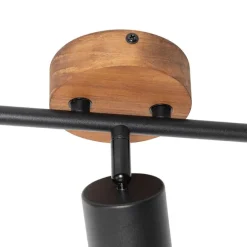 Industrie-Spot schwarz mit Holz schwenkbar 3-flammig - Jeana