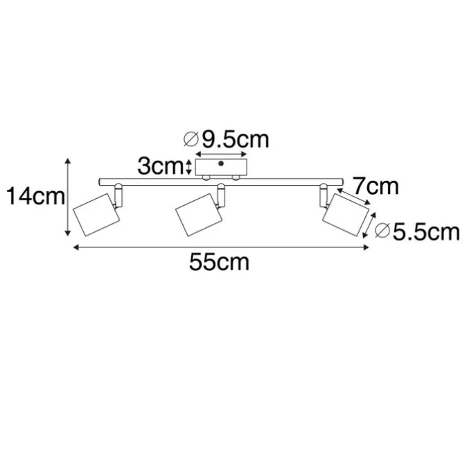 Industrie-Spot schwarz mit Holz schwenkbar 3-flammig - Jeana