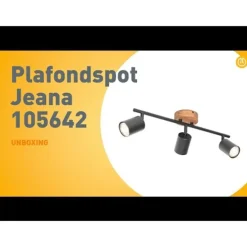 Industrie-Spot schwarz mit Holz schwenkbar 3-flammig - Jeana