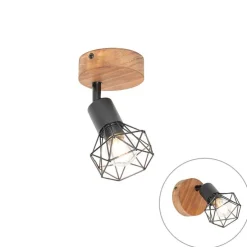 Industriespot schwarz mit Holz dreh- und neigbar - Mosh