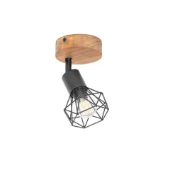 Industriespot schwarz mit Holz dreh- und neigbar - Mosh