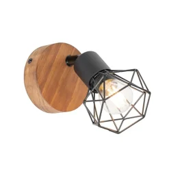 Industriespot schwarz mit Holz dreh- und neigbar - Mosh