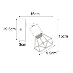 Industriespot schwarz mit Holz dreh- und neigbar - Mosh