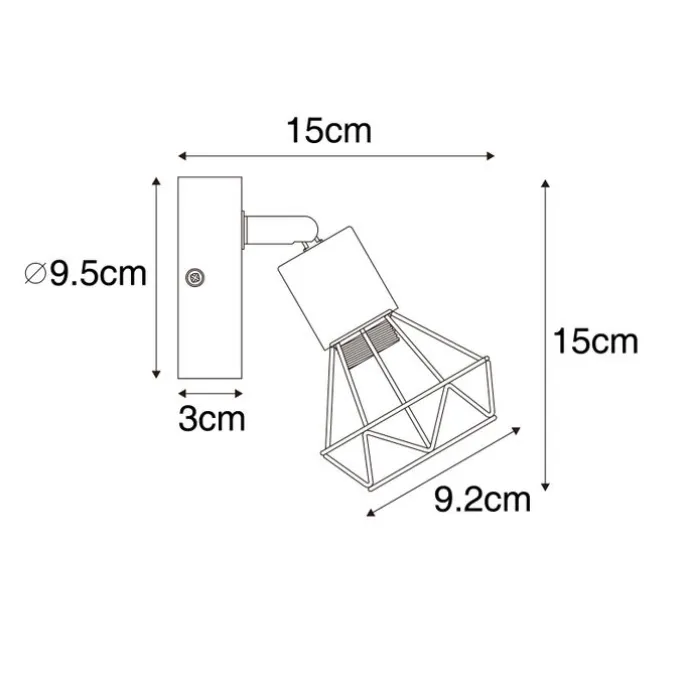 Industriespot schwarz mit Holz dreh- und neigbar - Mosh