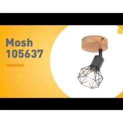 Industriespot schwarz mit Holz dreh- und neigbar - Mosh