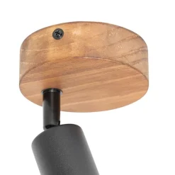Industriespot schwarz mit Holz dreh- und neigbar - Mosh