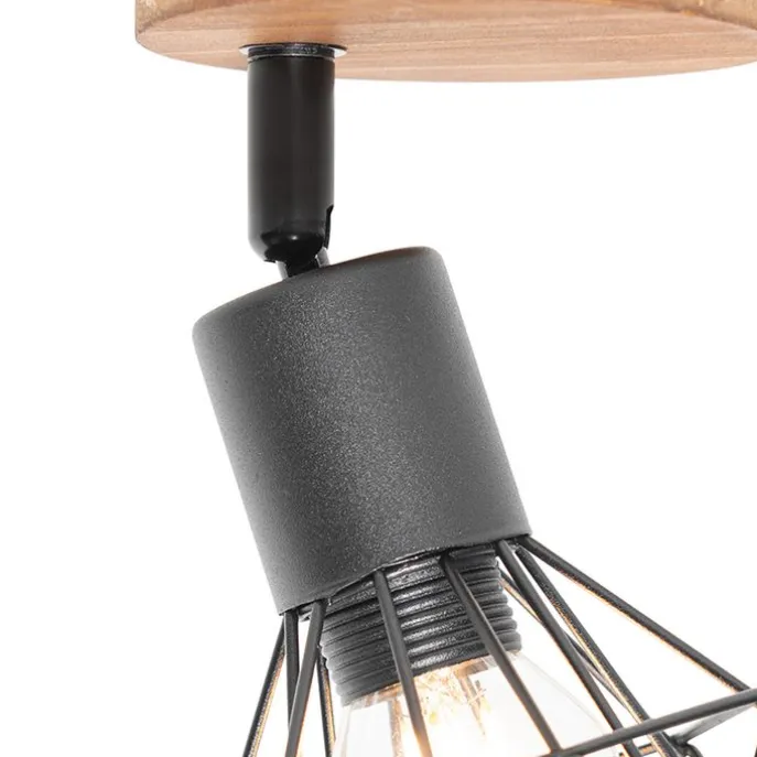 Industriespot schwarz mit Holz dreh- und neigbar - Mosh
