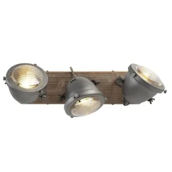 Industriespot Stahl mit Holz kippbar 3-Licht - Emado