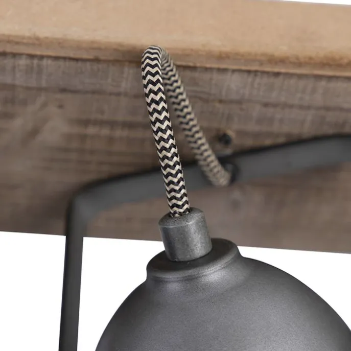 Industriespot Stahl mit Holz kippbar 3-Licht - Emado