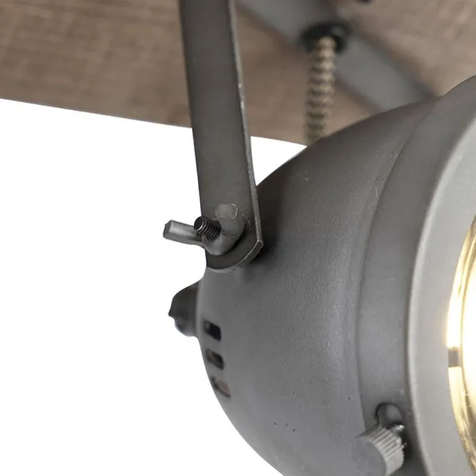 Industriespot Stahl mit Holz kippbar 3-Licht - Emado