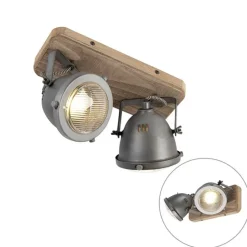 Industriespot Stahl mit Holz kippbar 2-Licht - Emado