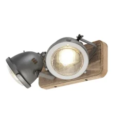 Industriespot Stahl mit Holz kippbar 2-Licht - Emado