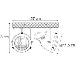Industriespot Stahl mit Holz kippbar 2-Licht - Emado