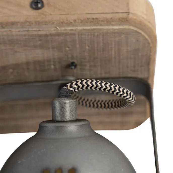 Industriespot Stahl mit Holz kippbar 2-Licht - Emado