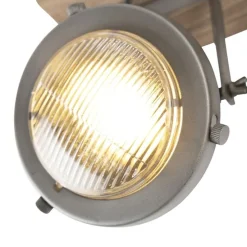 Industriespot Stahl mit Holz kippbar 2-Licht - Emado