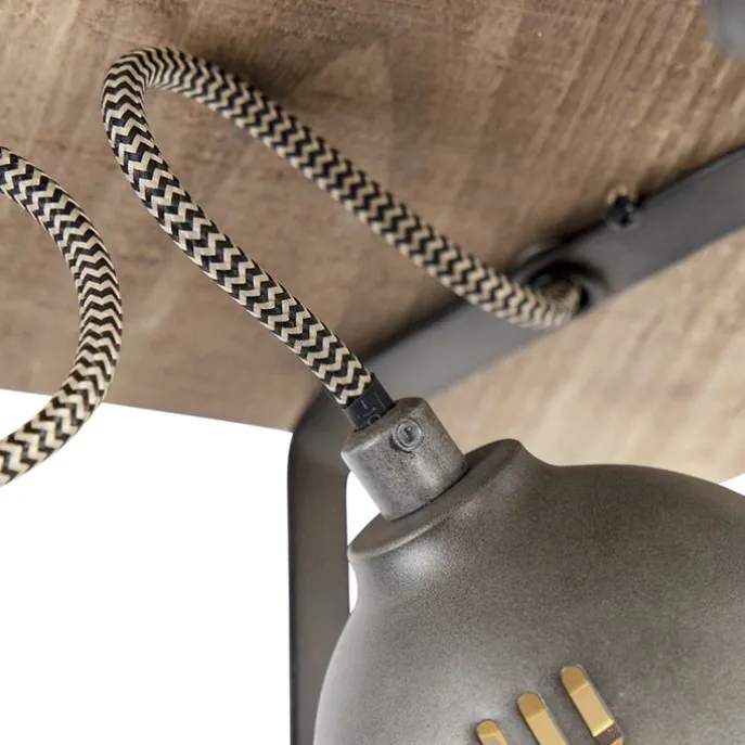 Industriespot Stahl mit Holz kippbar 4-Licht - Emado