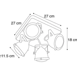 Industriespot Stahl mit Holz kippbar 4-Licht - Emado