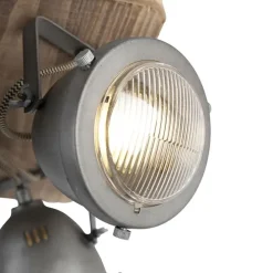 Industriespot Stahl mit Holz kippbar 4-Licht - Emado