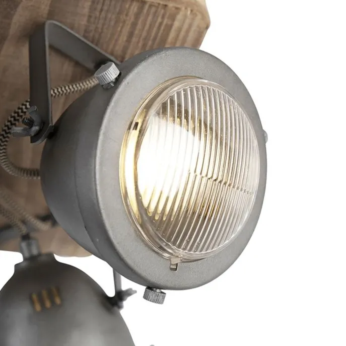 Industriespot Stahl mit Holz kippbar 4-Licht - Emado