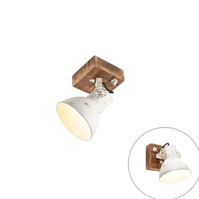 Industriespot weiß mit Mangoholz 18 cm - Mangos