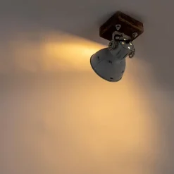 Industriespot weiß mit Mangoholz 18 cm - Mangos