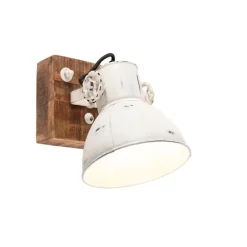 Industriespot weiß mit Mangoholz 18 cm - Mangos