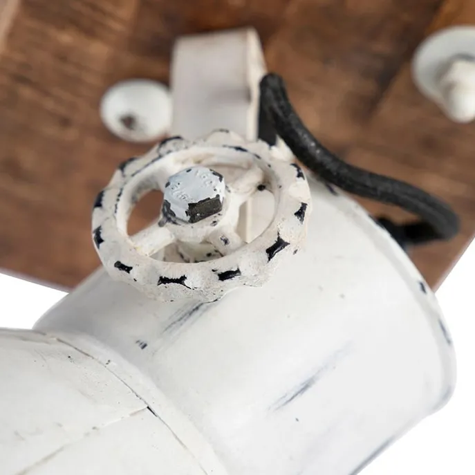 Industriespot weiß mit Mangoholz 18 cm - Mangos