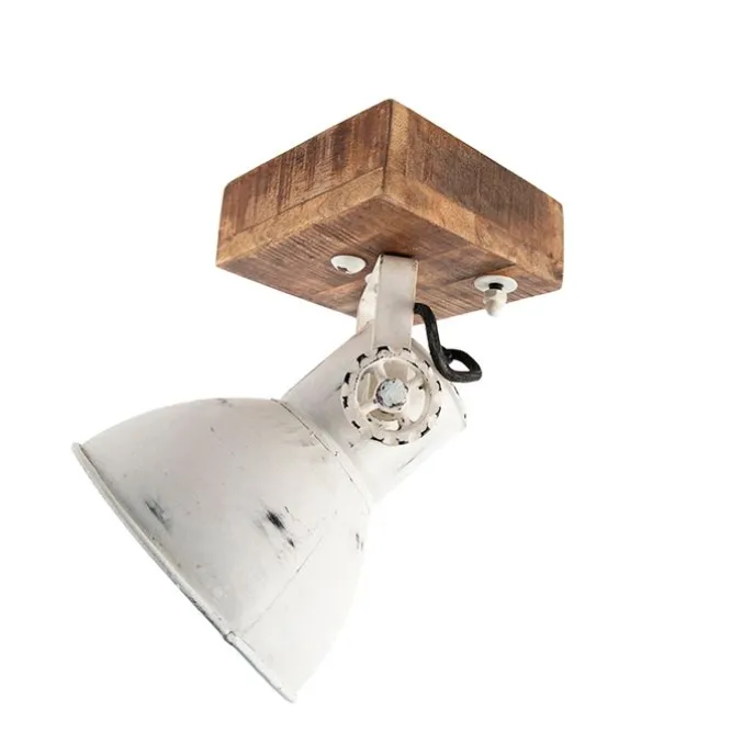 Industriespot weiß mit Mangoholz 18 cm - Mangos