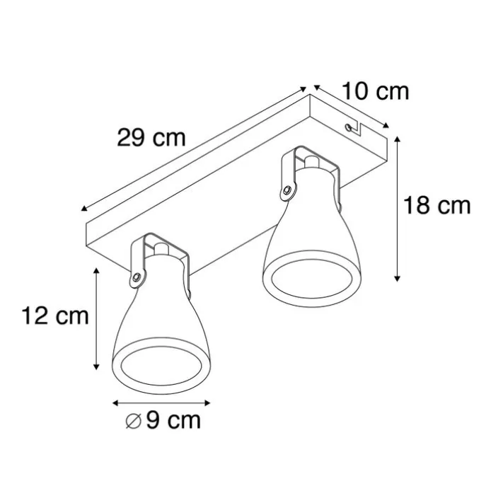 Industriestrahler grau Beton 2-flammig - Creto