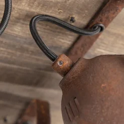 Industriestrahler rostbraun mit Holz kippbar 4-Licht - Gina