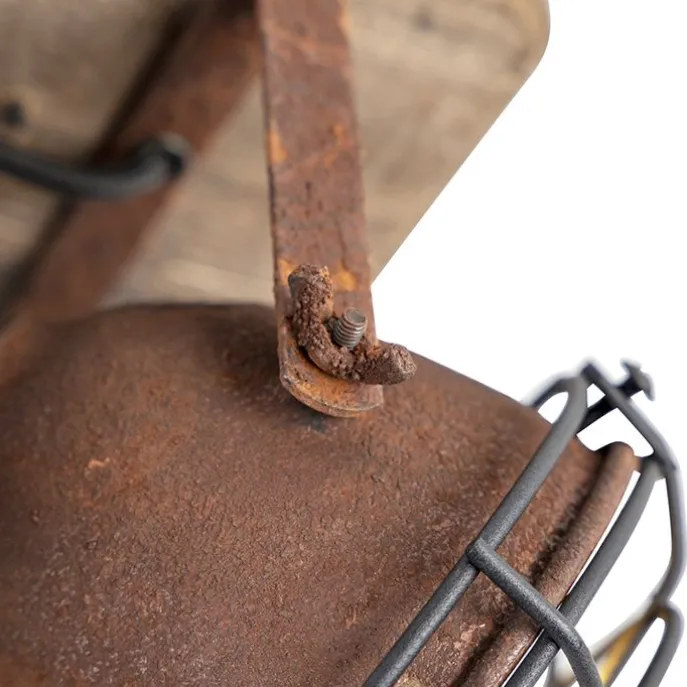 Industriestrahler rostbraun mit Holz kippbar 4-Licht - Gina