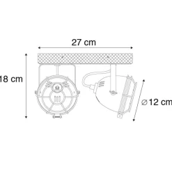 Industriestrahler rostbraun mit Holz kippbar 2-Licht - Gina