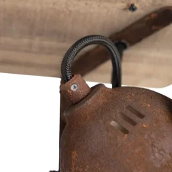 Industriestrahler rostbraun mit Holz kippbar 2-Licht - Gina