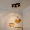 Industriestrahler rostbraun mit Holz kippbar 3-Licht - Gina