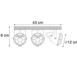 Industriestrahler rostbraun mit Holz kippbar 3-Licht - Gina