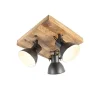 Industriestrahler schwarz mit Mangoholz 3 Lichter - Mangos