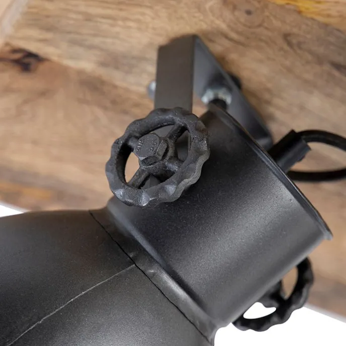 Industriestrahler schwarz mit Mangoholz 3 Lichter - Mangos