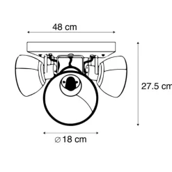 Industriestrahler schwarz mit Mangoholz 3 Lichter - Mangos