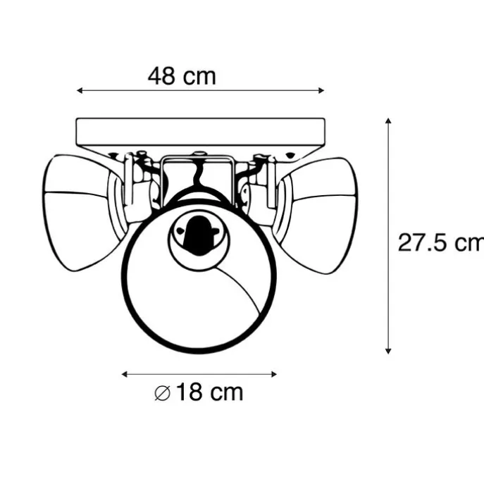Industriestrahler schwarz mit Mangoholz 3 Lichter - Mangos