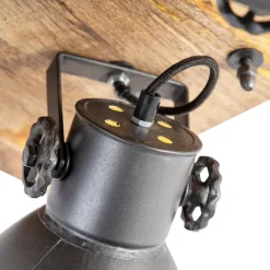 Industriestrahler schwarz mit Mangoholz 3 Lichter - Mangos