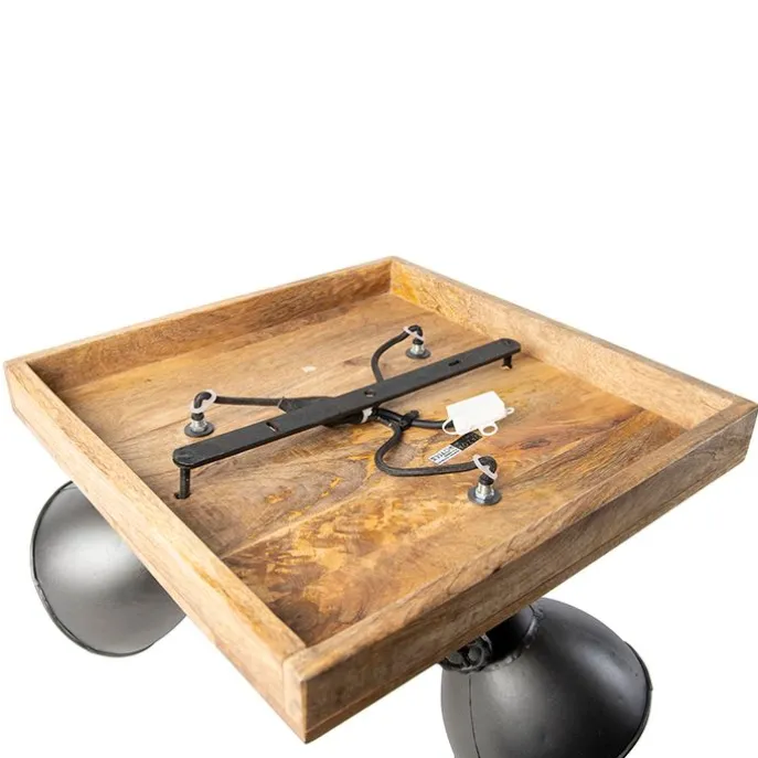 Industriestrahler schwarz mit Mangoholz 3 Lichter - Mangos