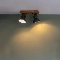 Industriestrahler schwarz mit Mangoholz 2-hell - Mangos