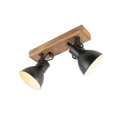 Industriestrahler schwarz mit Mangoholz 2-hell - Mangos